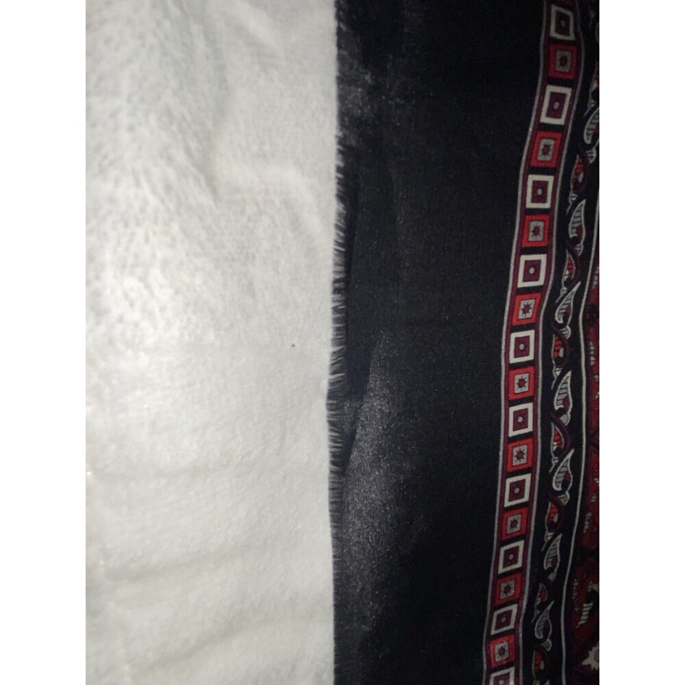 Vintage Red and Black Patterned Silk Scarf - Picture 13 of 16